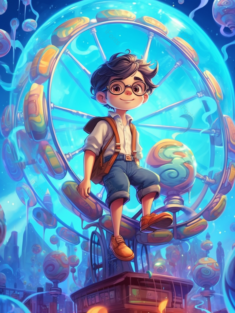 卡通手绘蓝色玩具摩天轮幻想背景,插画/手绘图,插画/手绘图库,插画/手绘图下载,插画/手绘